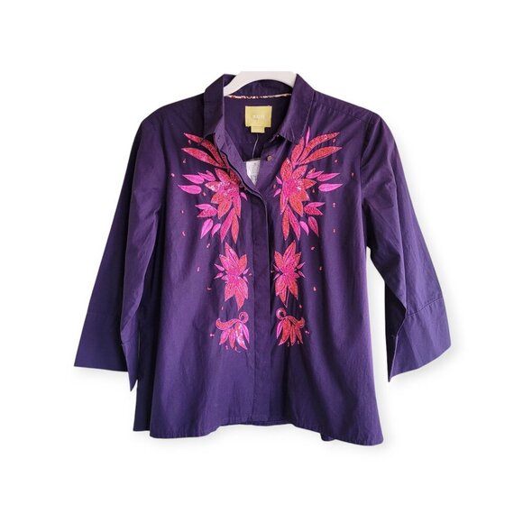 Anthropologie Maeve Purple Sequin Blouse Size 4 NWT - Picture 5 of 15